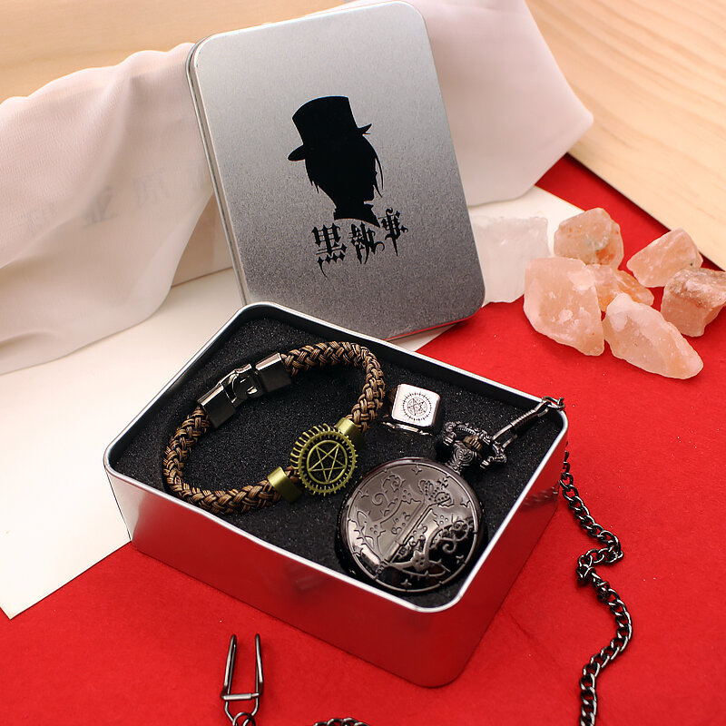 บัตเลอร์สีดําอุปกรณ์ต่อพ่วงนาฬิกาพกแอนิเมชั่นสองมิติ Charles Sebastian โลโก้สัญญา Oddo Eye นาฬิกาพก