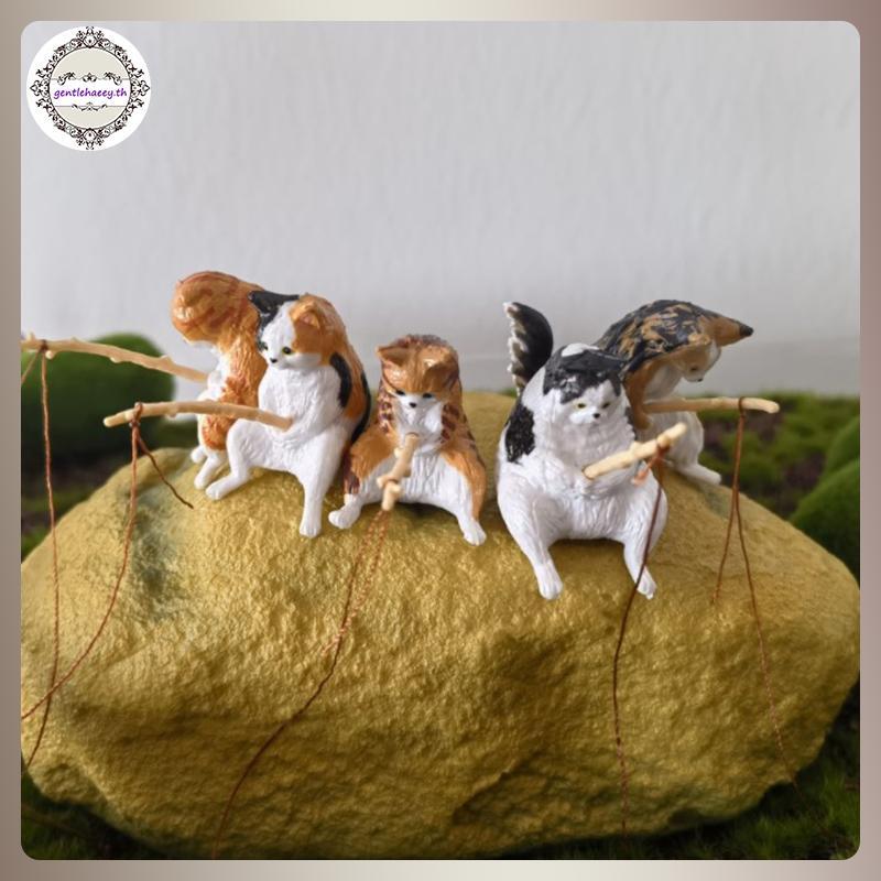 GG 1PCS Fish Tank ภูมิทัศน์ Vivid Shape ประณีตการ์ตูนตกปลาแมวเครื่องประดับ Aquarium Decor ในครัวเรือ