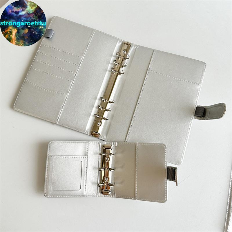 Strongaroetrtu A5 A8 Ins Silver PU Magnetic Bule Loose Leaf DIY Binder Notebook Cover Diary Agenda ก