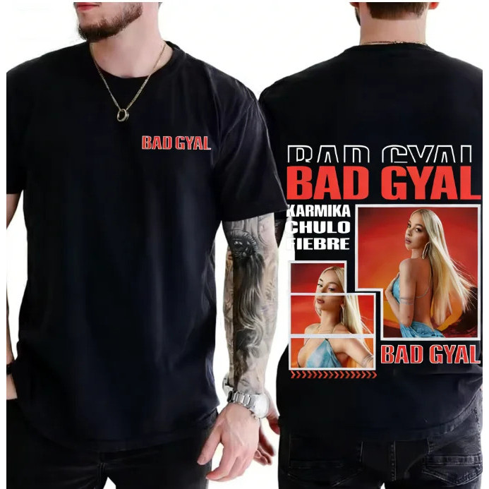 เสื้อยืดคอตตอนพิมพ์ลาย Bad Gyal คอลเลคชั่นใหม่ ฤดูใบไม้ผลิ/ฤดูร้อน 2026 สไตล์ Y2K ย้อนยุค ลำลอง ทรงห