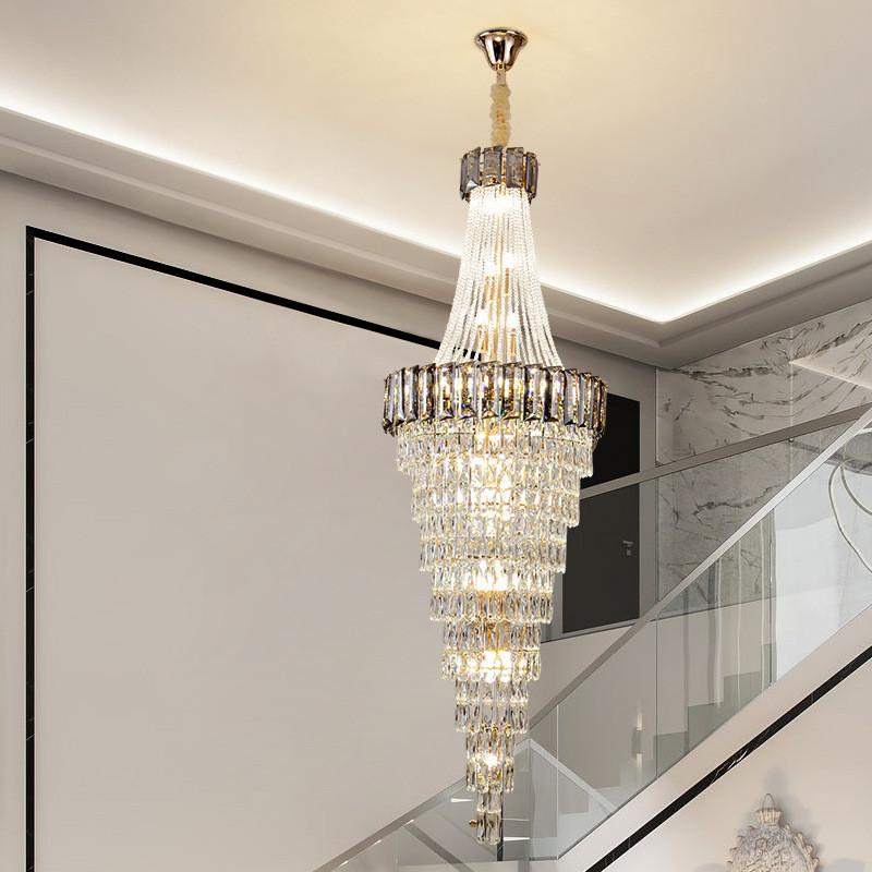 New model duplex building lobby crystal chandelier, hotel lobby hollow spiral staircase light, light