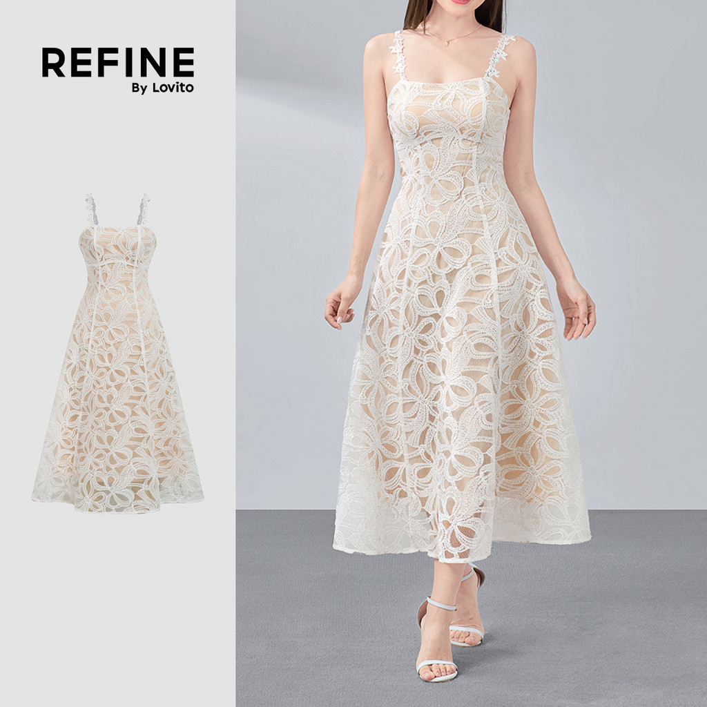 (สง่างาม)(Refine by Lovito) เดรสผู้หญิง Dress Texture สําหรับฤดูใบไม้ผลิ/ฤดูร้อน สีแอปริคอท เกาหลี อินเทรนด์ LR32A031 — صورة 2