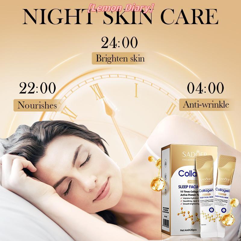 แอลดี| SADOER 20pcs 4ml คอลลาเจน Sleeping Facial Masks Face Skincare Moisturizing Brightening Firmin