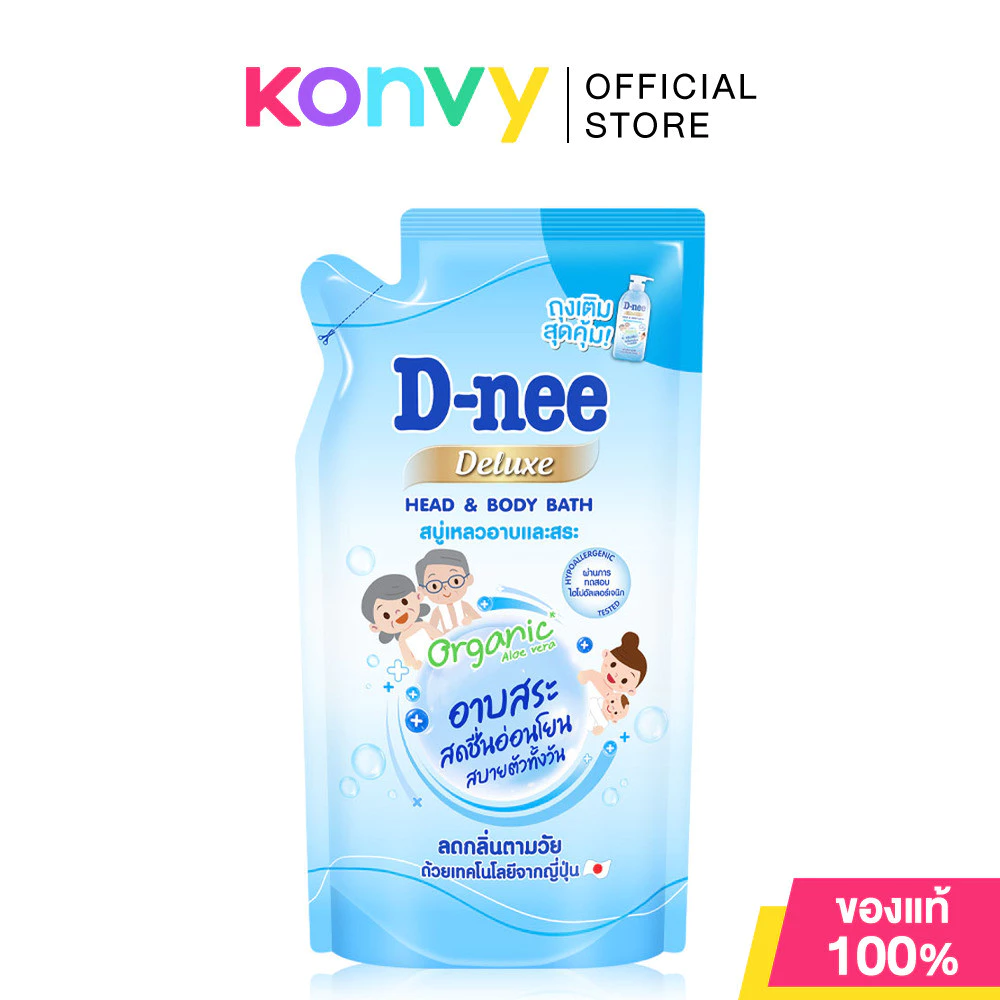 D-nee Deluxe Head & Body Bath Refill 400ml ดีนี่ สบู่เหลวอาบและสระ สูตรชุ่มชื้นพิเศษ สำหรับทุกช่วงวัย.