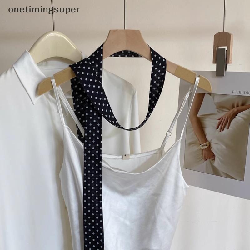 ผ้าพันคอดotsลายจุด ขนาด 190x4.5 ซม. พร้อมสายคล้องคอริบบิ้น สำหรับผู้หญิง