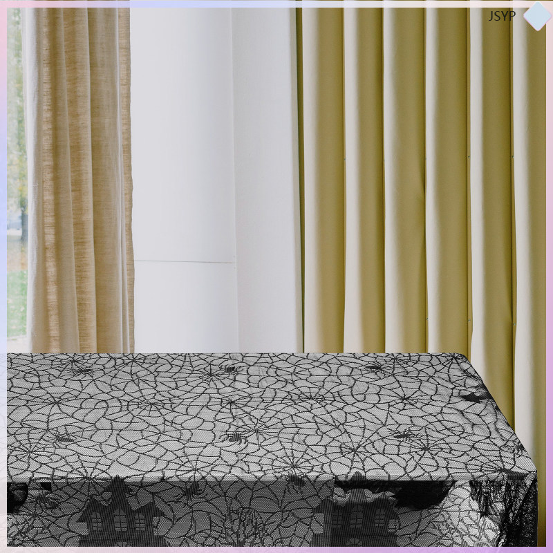 Black Spider Web Lace Table Cover Halloween Table Decor สําหรับงานปาร์ตี้และอื่นๆ junshaoyipin