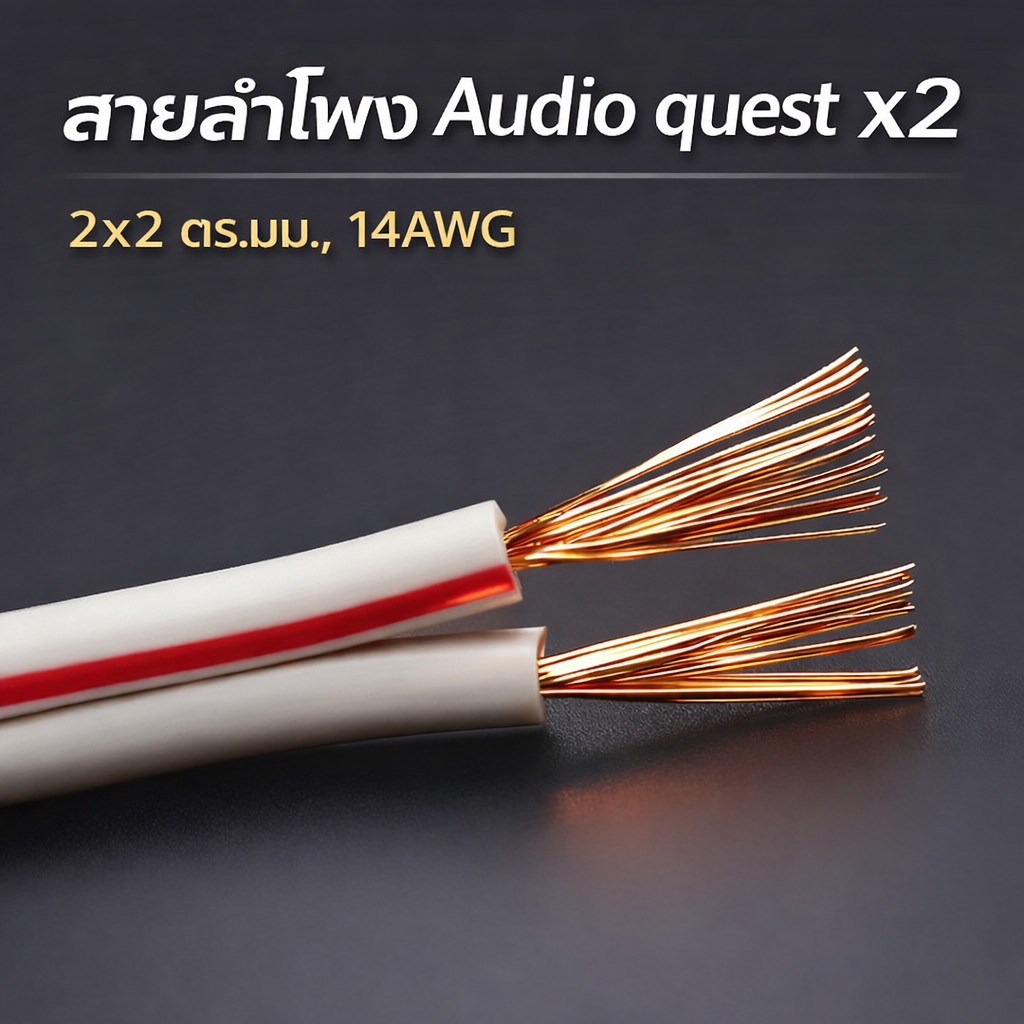 สายลำโพง AudioQuest รุ่น X2 (ของแท้) มาตรฐาน USA ขนาด 14AWG ทองแดง LGC โครงสร้าง Semi-Solid เสียงดี
