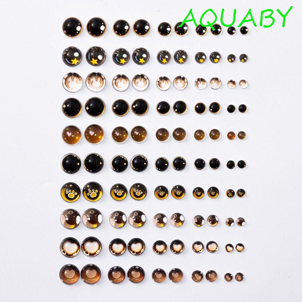 AQUABY ตุ๊กตาสีน้ําตาลs Eyes, ตุ๊กตาตุ๊กตา Access Anime Eyes ฐานแบน Heart Eyes, น่ารัก DIY ครึ่งวงกล