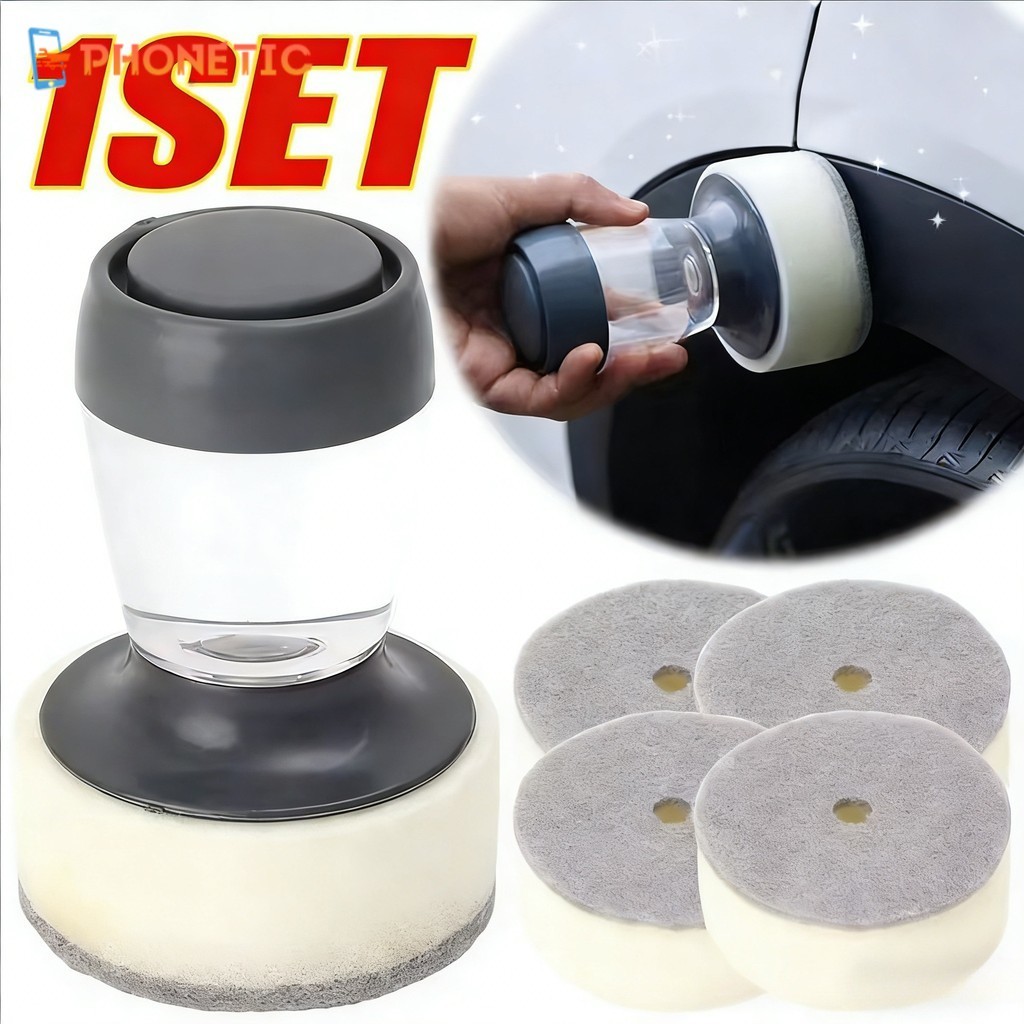 [AUTO&3C]1 SET - Car Waxesing Applicator Tool - หัวฟองน้ํา/แปรงสําหรับเคลือบสีและทายาง, ฟองน้ําพลาสติกสีเทา, น้ํามันหอมระเหยบํารุงรักษาอัตโนมัติ