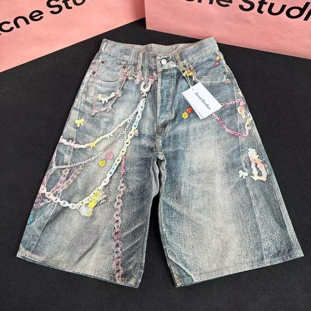 Acne studio 2006印花1981刀牛仔短裤
