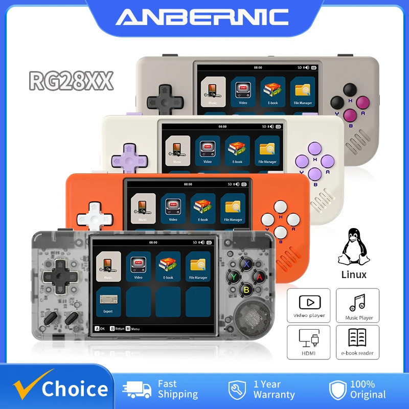 ANBERNIC RG28XX คอนโซลเกมมือถือ 2.83 "หน้าจอ IPS Linux Retro คอนโซลวิดีโอเกม 3100mAh แบตเตอรี่ 5000 