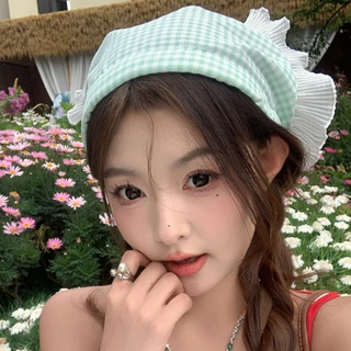 ผ้าพันคอสามเหลี่ยม headband ขอบลูกไม้ สไตล์เกาหลี ins โดปามีน น่ารัก สำหรับผู้หญิง แฟชั่น ส่งเร็ว COD