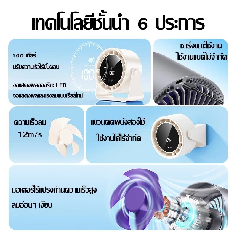 🌀รับประกัน30ปี🌀พัดลมตั้งโต๊ะ พัดลมไฟฟ้า พัดลมมือถือ ปรับความเร็วลม100ระดับ พัดลมมินิ พัดลมพกพา พัดลมขนาดเล็ก tablefan thumbnail 3