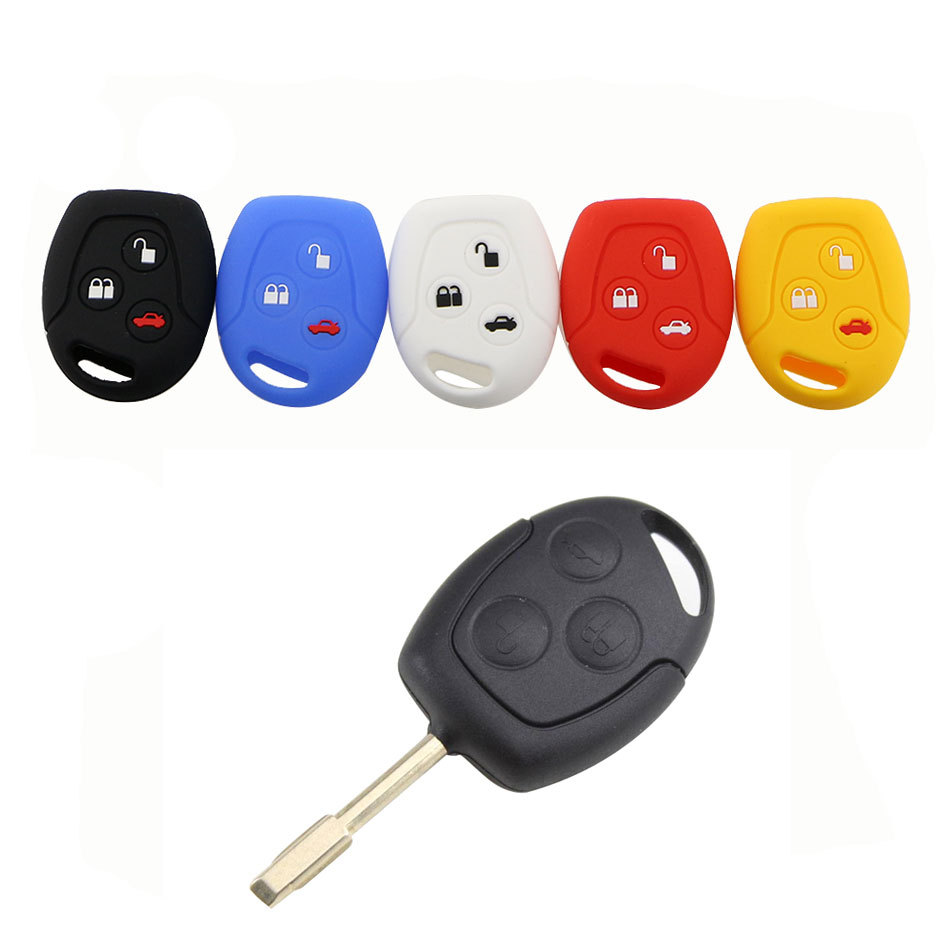 ซิลิโคนกุญแจรถสําหรับ Ford Focus Mondeo Fiesta Fusion C-Max S-Max KA Remote Protector กรณีผู้ถือ 3 ปุ่มการออกแบบ