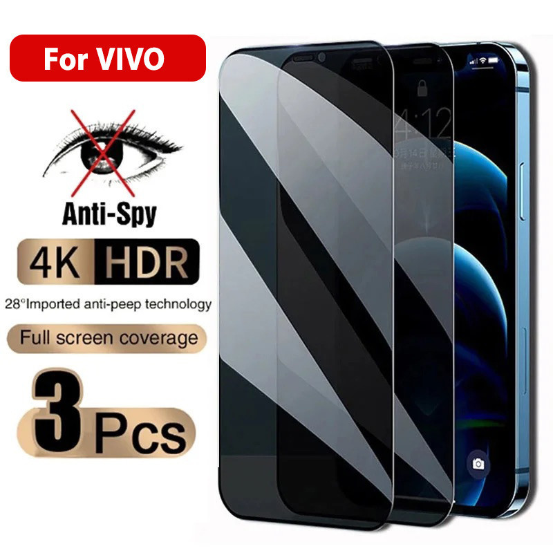 1-3PCS ความเป็นส่วนตัวกระจกนิรภัยสําหรับ VIVO V23E Y19 Y17 V27E Y20I Y20T Y36 Y93 Y28 4 5G ป้องกันหน