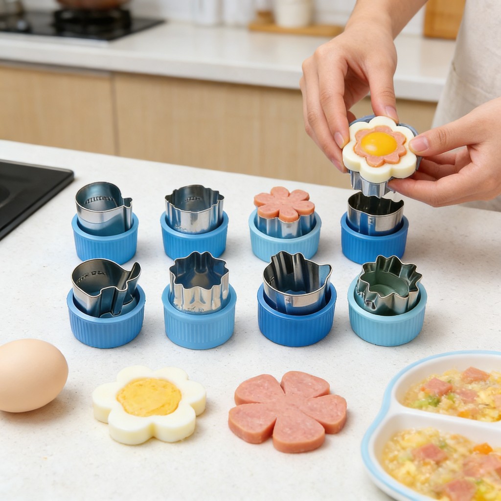CASA ชุดแม่พิมพ์ตัดผักผลไม้สแตนเลส 3/8/9 ชิ้น สีฟ้า แม่พิมพ์ตัดหัวใจ สำหรับทำขนมหวานและสลัดผลไม้
