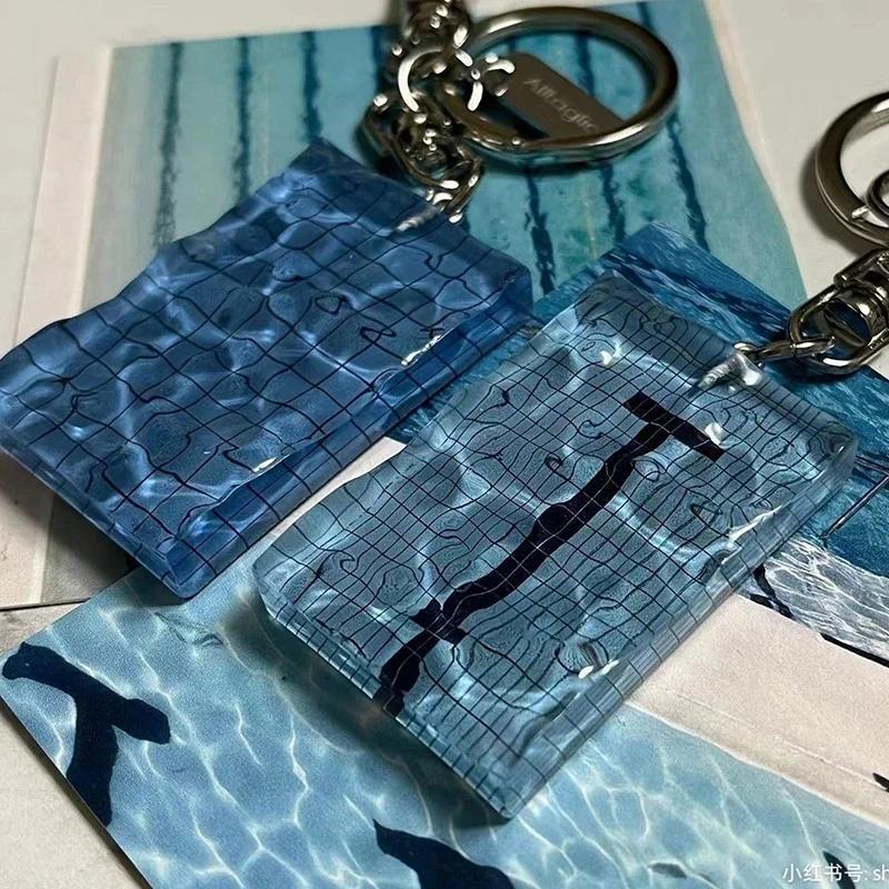 Creative Swimming Pool Keychain Wavy Decorations Car Key Ring Swimming Pool Keychain Alltaglich Pend