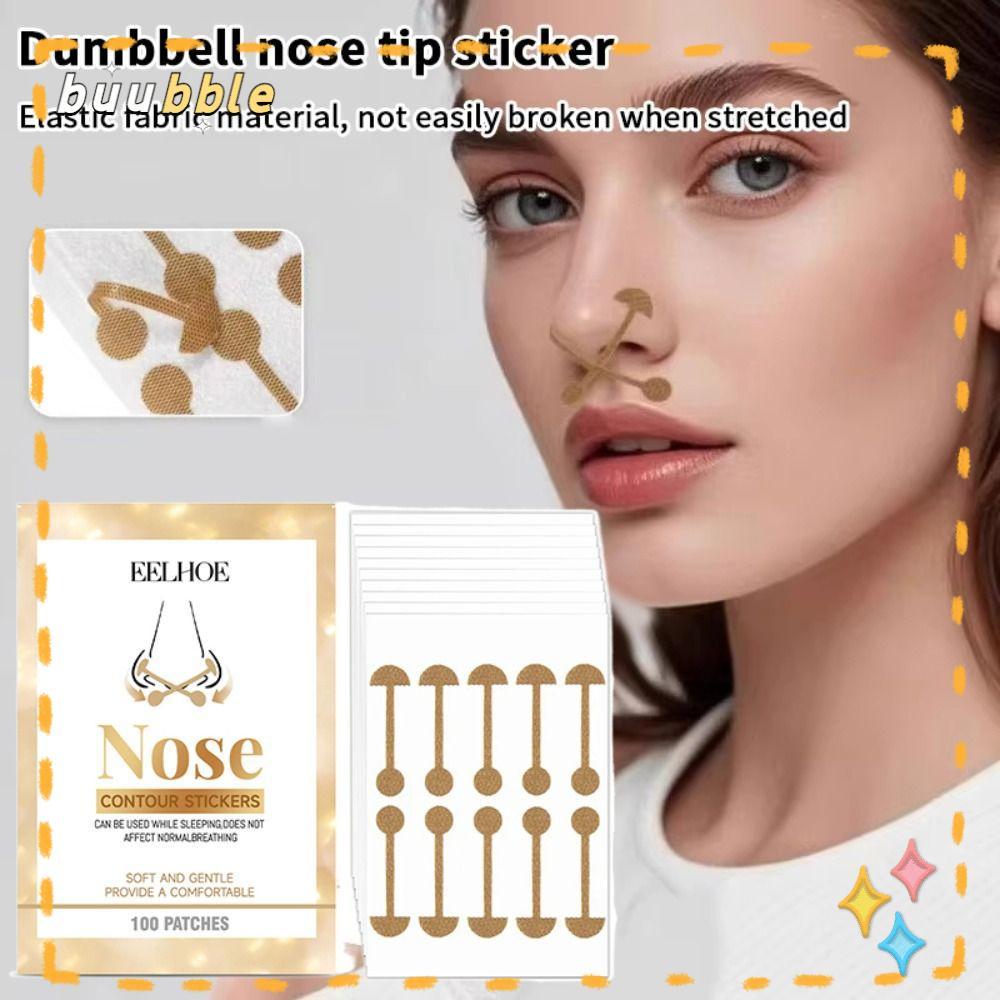 BUUBBLE 100PCS Dumbbell Nose Tip Patch, Lifting Nose Invisible Nose Contouring Nose Shrink Nose Patc
