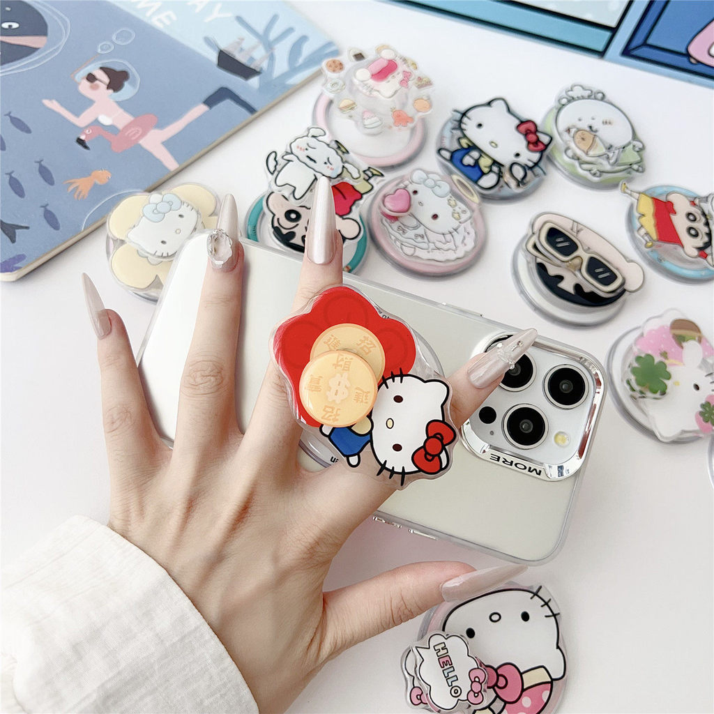 วงเล็บแม่เหล็ก giptok แม่เหล็ก MagSafe Apple Magnetic Holder การ์ตูนน่ารัก KT Cat Shin-Chan ถุงลมนิร
