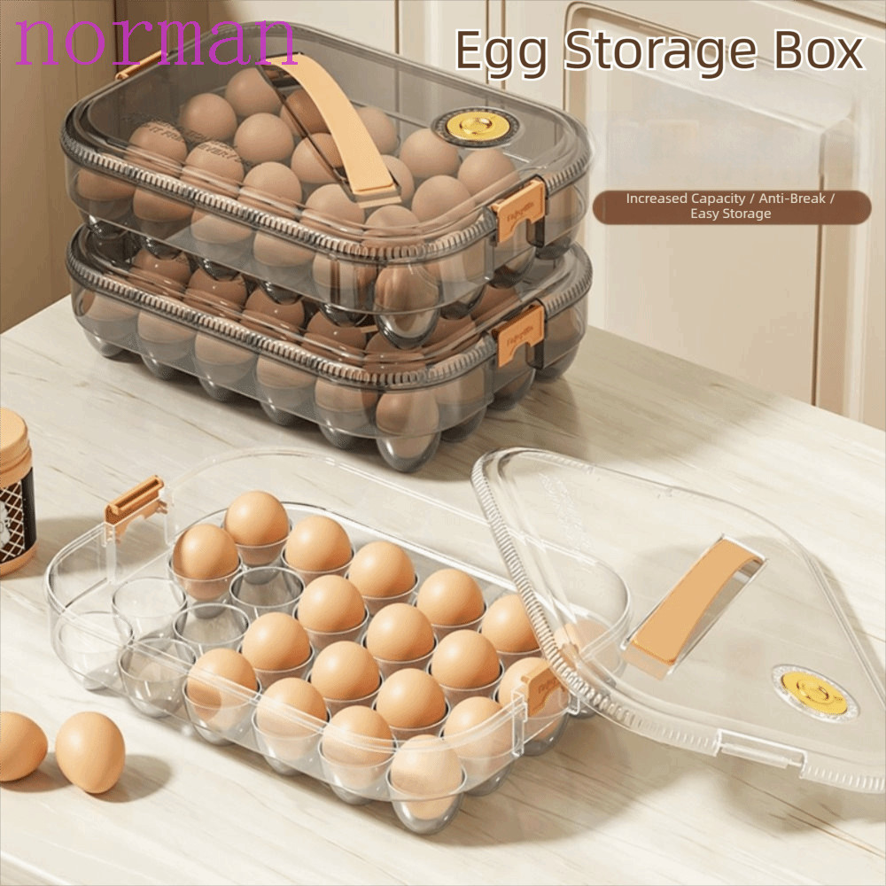 NORMAN Egg Fresh-Keeping Case, Food-grade 24 Grids Egg Storage Box, Portable Space Saving Date Recor