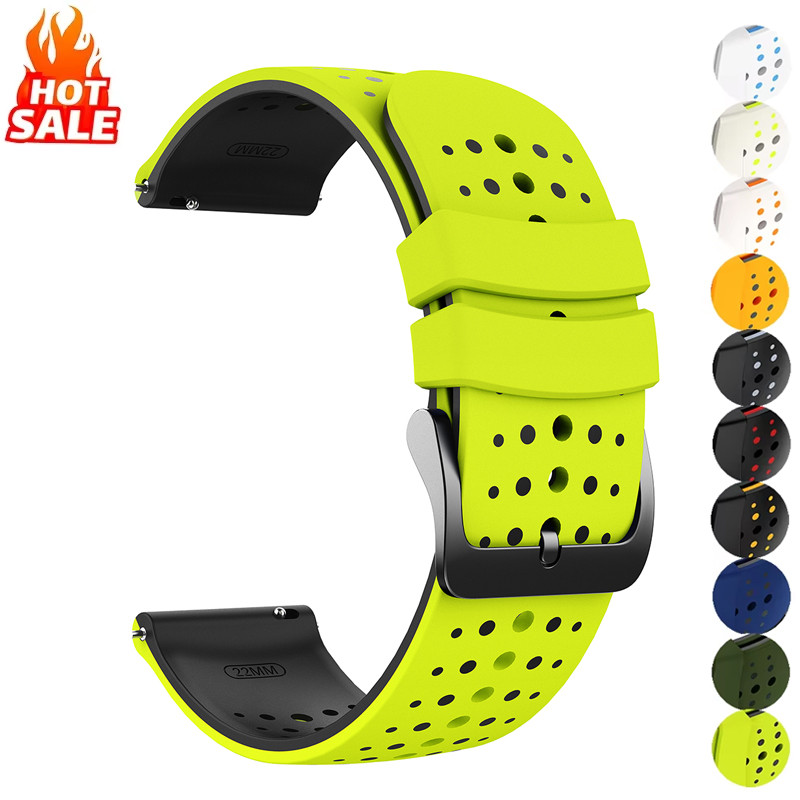 22มม.ทูโทนBreathableกีฬาสายรัดซิลิโคนสําหรับHuawei GT6/5/4 46มม.สําหรับGarmin ผู้เบิกทาง265/965/970สําหรับRedmiนาฬิกา5 Active/ 5 Liteสายรัด
