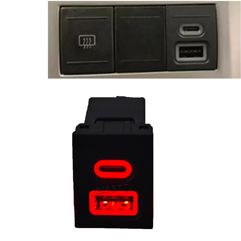 1 ชิ้นสําหรับ VW Volkswagen Polo 9n POLO 9n3 2004-2011 รถชาร์จโทรศัพท์ซ็อกเก็ต Double QC3.0 ประเภท C