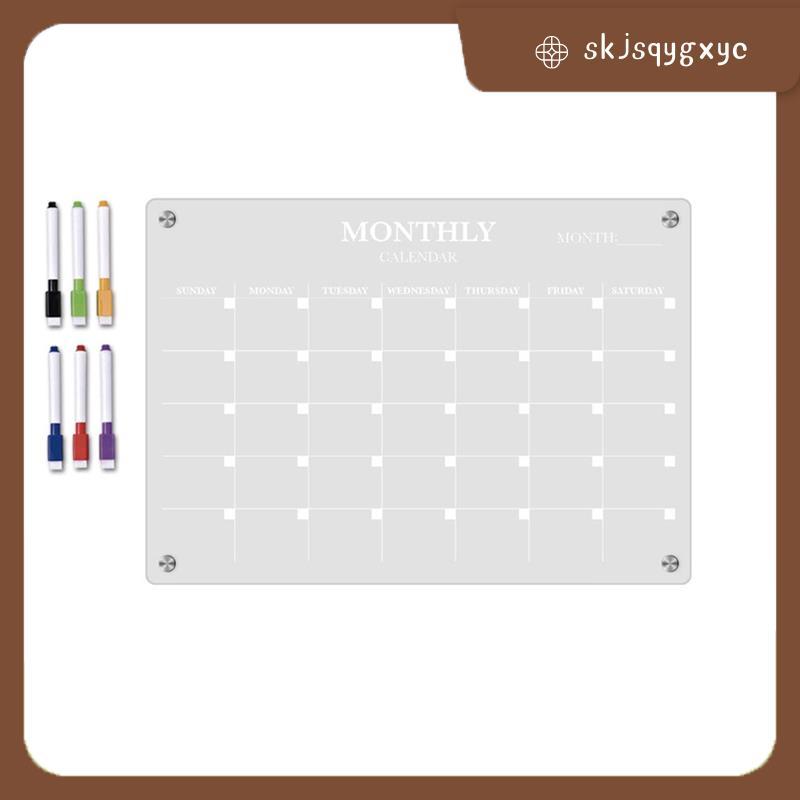 skjsqygxycWhiteboard สําหรับตู้เย็น-อะคริลิคแม่เหล็กรายเดือนปฏิทิน-สําหรับ Clear Dry Erase Planer Bo