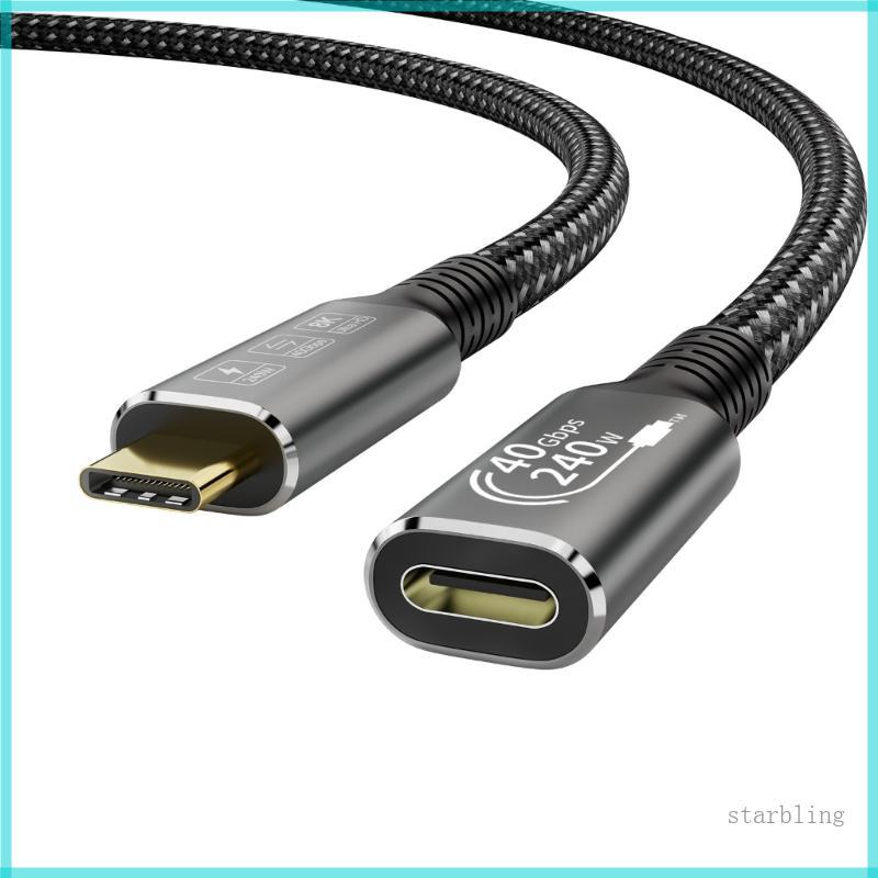 Star Extension Cable 40gbps 240W USB C ถึง USB C สายต่อ USB4 0 ชายหญิงถ่ายโอนข้อมูล 8k 60hz Video Di