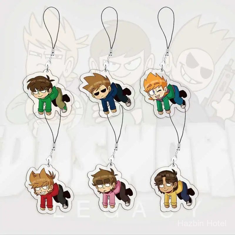 อะคริลิค Eddsworld โทรศัพท์มือถือ Charms อะนิเมะการ์ตูน Eddsworld Tord Tom Edds จี้ขนาดเล็กโทรศัพท์แ