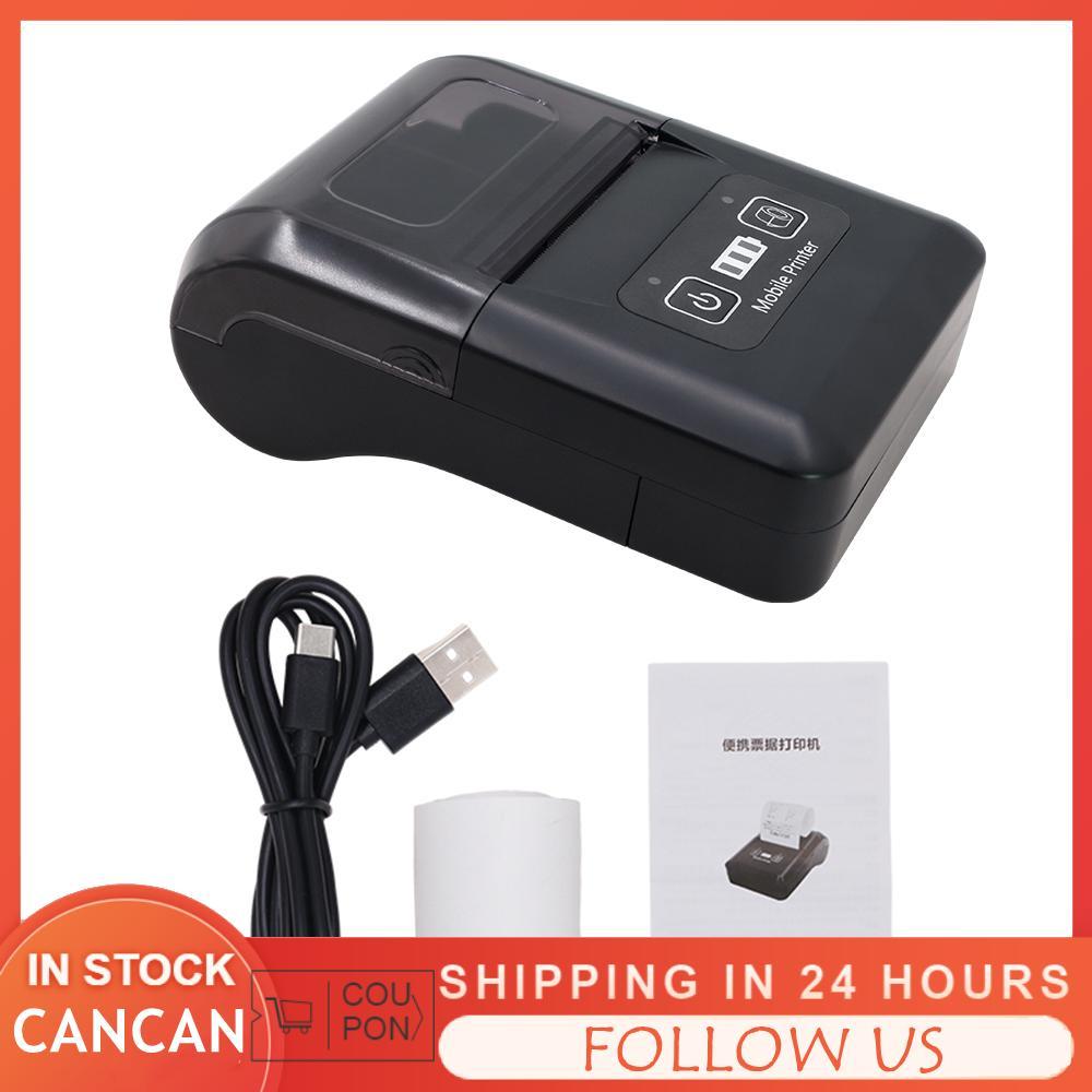 Cancanshop Cancanshop BISOFICE แบบพกพา Mini 58 มม.เครื่องพิมพ์ความร้อน 2 นิ้วไร้สาย BT + USB ใบเสร็จ