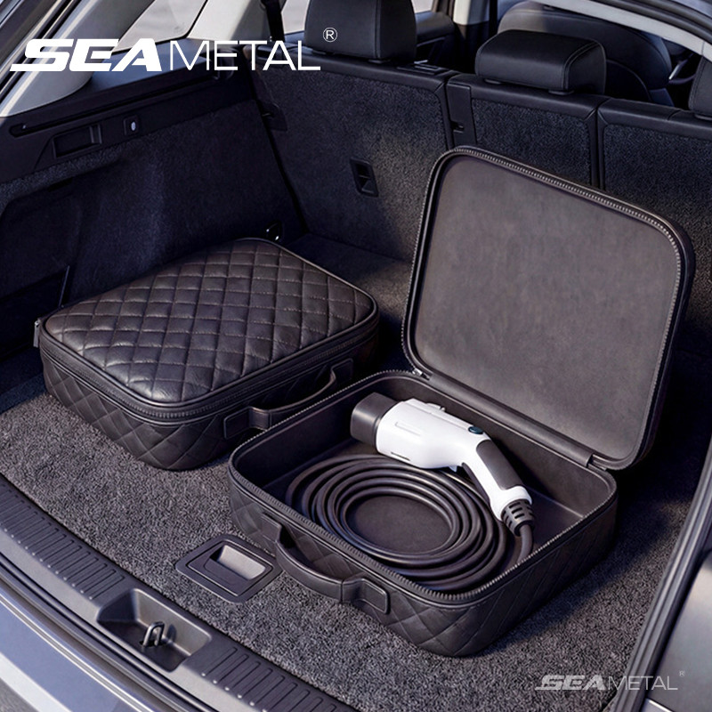 SEAMETAL กระเป๋าเก็บของในรถ Leather Organizer Case รถชาร์จปืนกล่องเก็บอุปกรณ์เสริม
