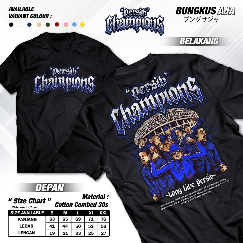 V330 3 Persib Champion Long Live Persib T-Shirt - Persib Bandung Champion Casual Football T-Shirt - 