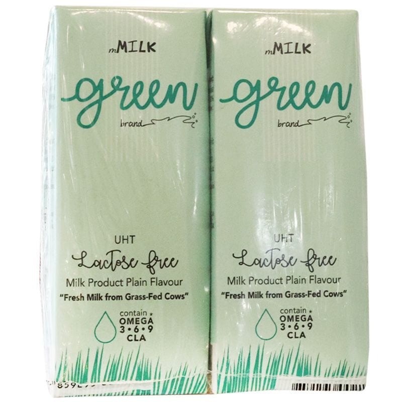 เอ็มมิลค์กรีนนมยูเอชทีปราศจากน้ำตาลแลคโตสรสจืด 180มล แพค2 mMilk Green Lactose Free 180X2 [8859295002