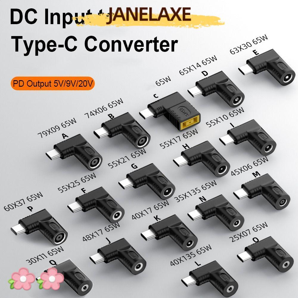 JANELAXE932JN DC to Type C Converter 5.5X2.5 7.4X0.9 4.5X0.6mm ทนทาน Professional PD 65W สําหรับ //