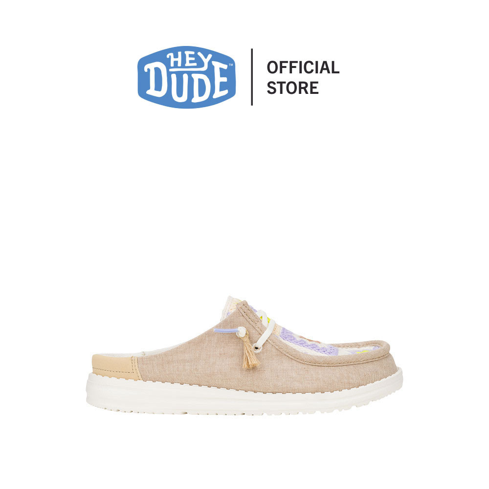 HEYDUDE รองเท้าลำลองผู้หญิง WENDY COTTAGE CROCHET SLIP รุ่น 43110-0NF - WOOD ASH/MULTI