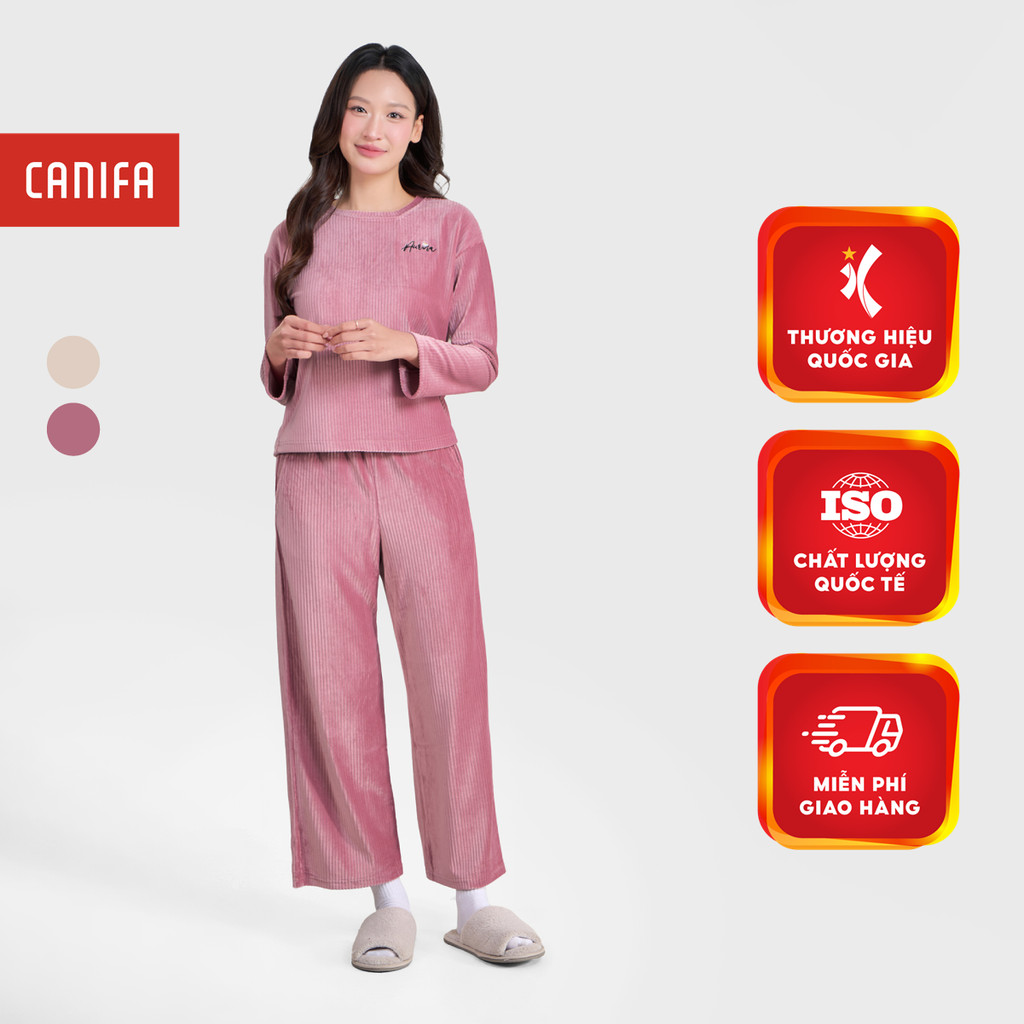 CANIFA ชุดกํามะหยี่ผู้หญิงแขนยาวและกางเกงขาตรงพร้อมใบรับรอง Oeko-Tex 6LS25W005