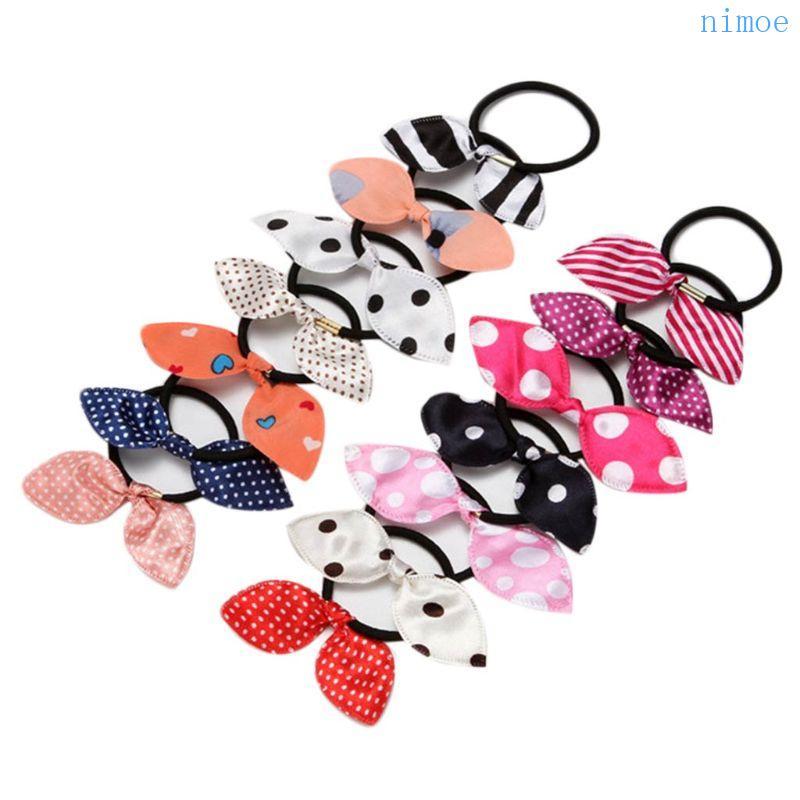 Nio Girls Rabbit Ear Hair Ties เด็กวัยหัดเดิน Hairbands ผู้หญิง Creease ที่วางผมหางม้า