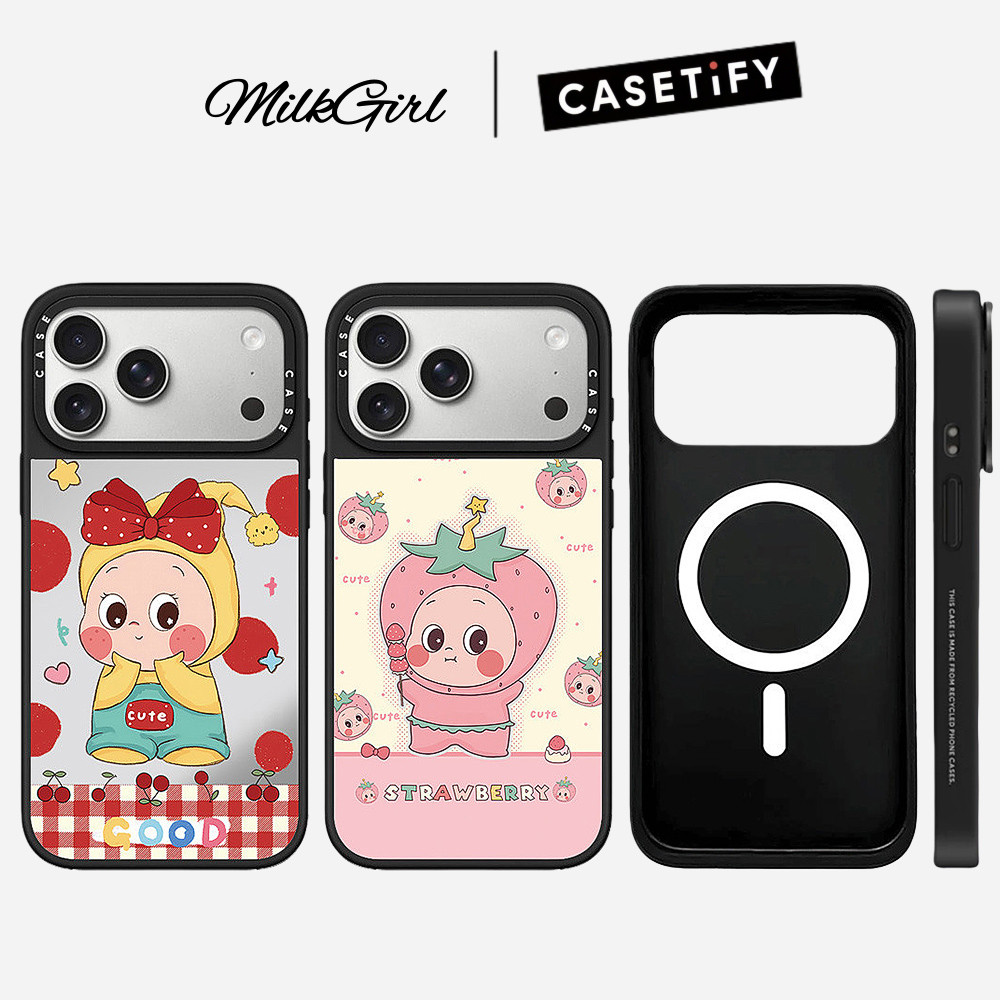 กระจกแม่เหล็กเชอร์รี่สตรอเบอร์รี่ Star คนเคสโทรศัพท์สําหรับ iPhone 17 Pro Max 17 Air 16 Plus 15 14 13 12 11 กันกระแทกป้องกันปลอก