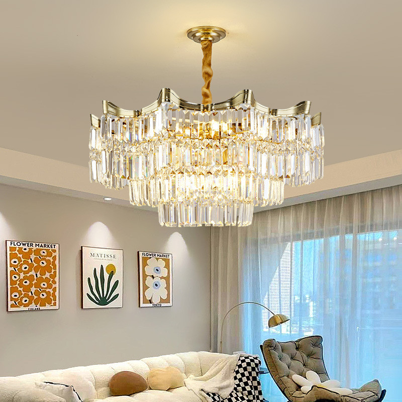 Light luxury Hong Kong-style crystal chandelier, unique and elegant shop chandelier, villa dining ro