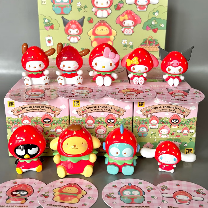 สินค้าใหม่ของแท้ Sanrio Strawberry Candy mini Series Mystery Box อินเทรนด์เล่นตกแต่งจี้ตุ๊กตาน่ารัก