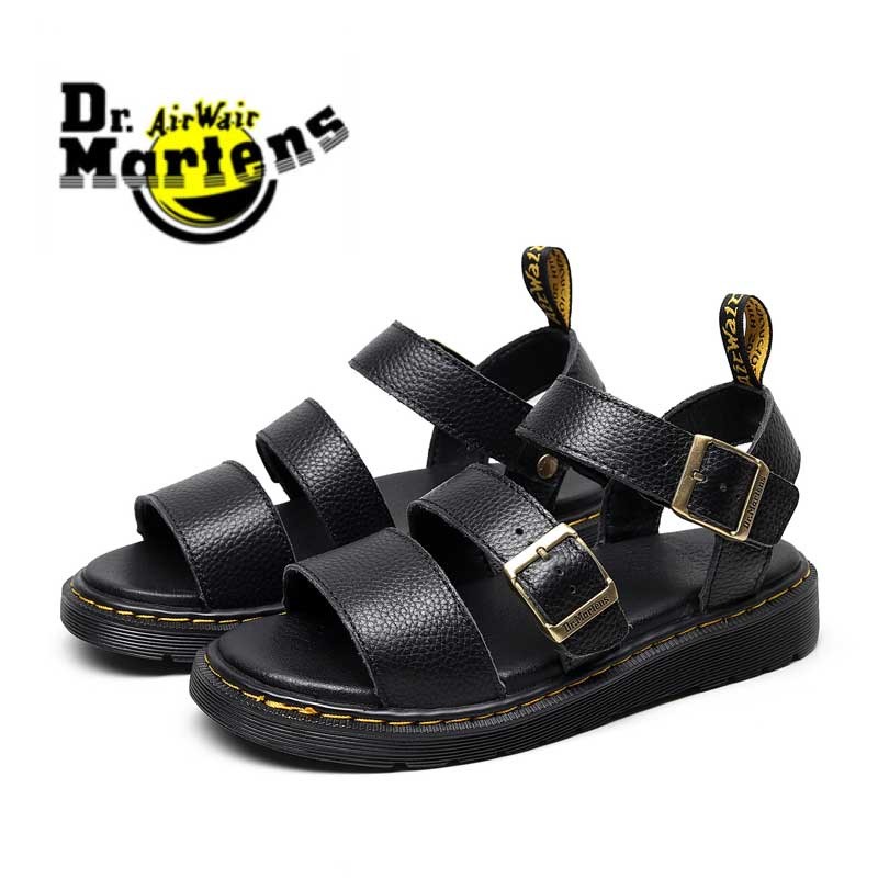รองเท้าแตะผู้หญิงหัวเปิดนิ้ว Dr.Martin ออกแบบโรแมนติก ตกแต่งด้วยฮาร์ดแวร์หรู