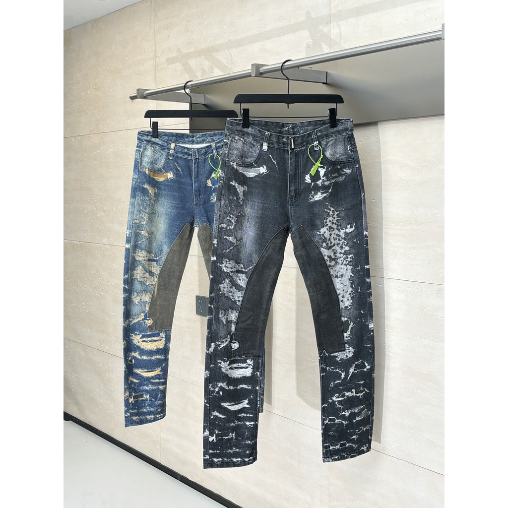 UR7N Gu**1 25SS New distressed patched washed jeans for men and women