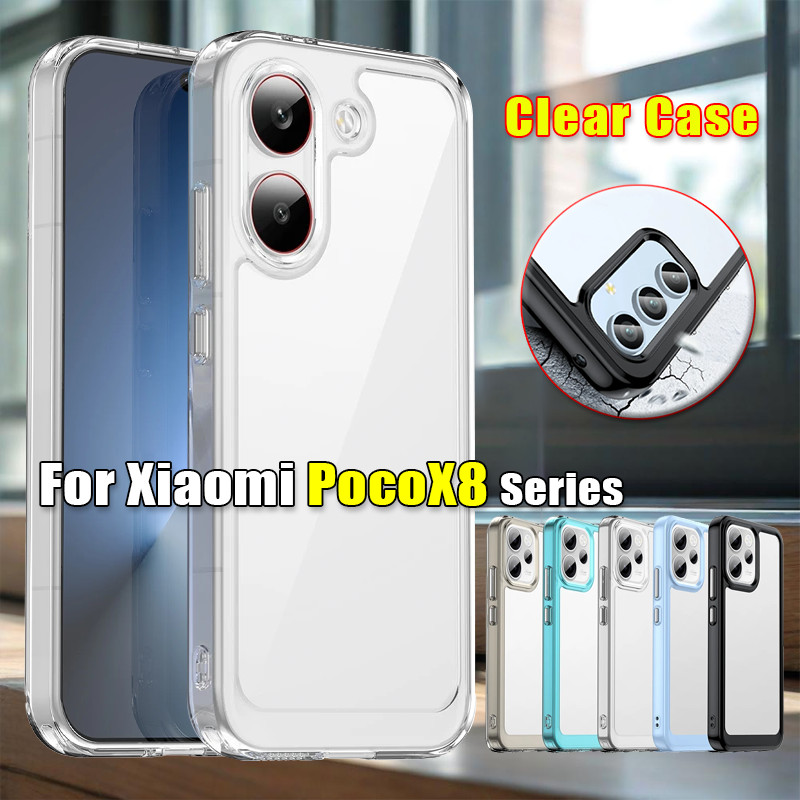 ปลอกสําหรับ Xiaomi Poco X8 X7 X6 Pro Max 5G อะคริลิคหลายสีเคสโทรศัพท์ PocoX8 ProMax X8Pro เคสกันกระแทกเลนส์ป้องกันกันชนโปร่งใสปกหลัง