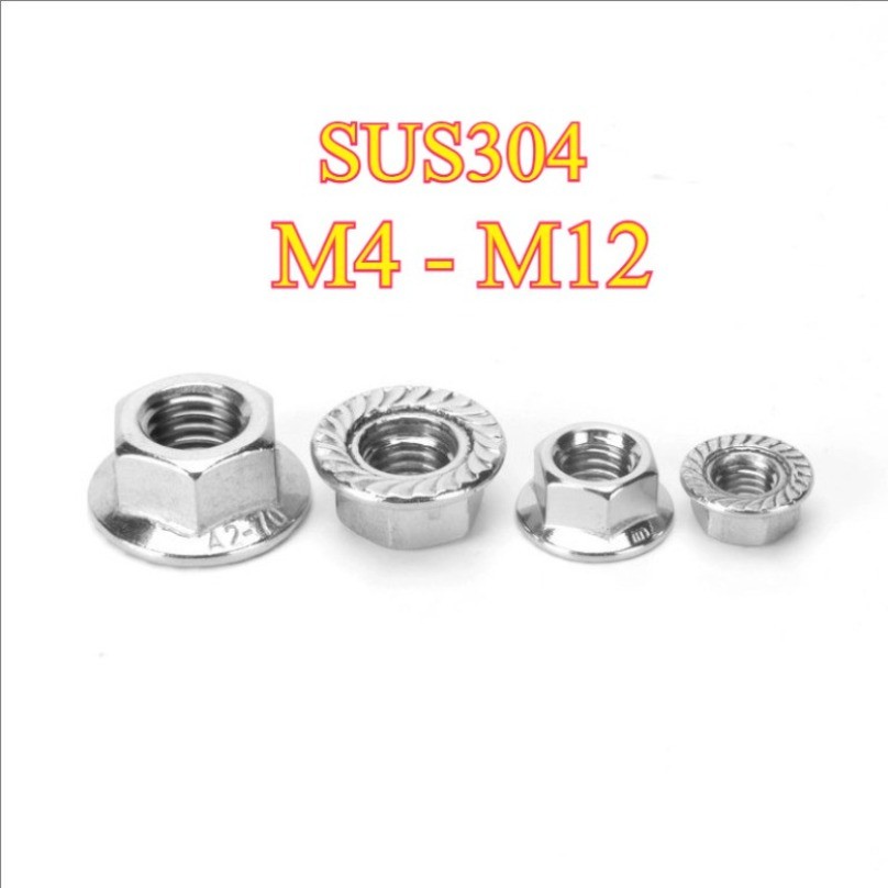 หัวน็อตจานจักร ตัวเมีย ติดแหวน เกลียวซ้าย พื้นหยาบ สแตนเลส 304 M4/M5/M6/M8/M10/M12 Hexagon Flange Nut Serrated Left-Hand Thread SUS304 PH-MB-1 ราคา ถูกที่สุด ดีลบีเคเค แกลเลอรีภาพที่ 2