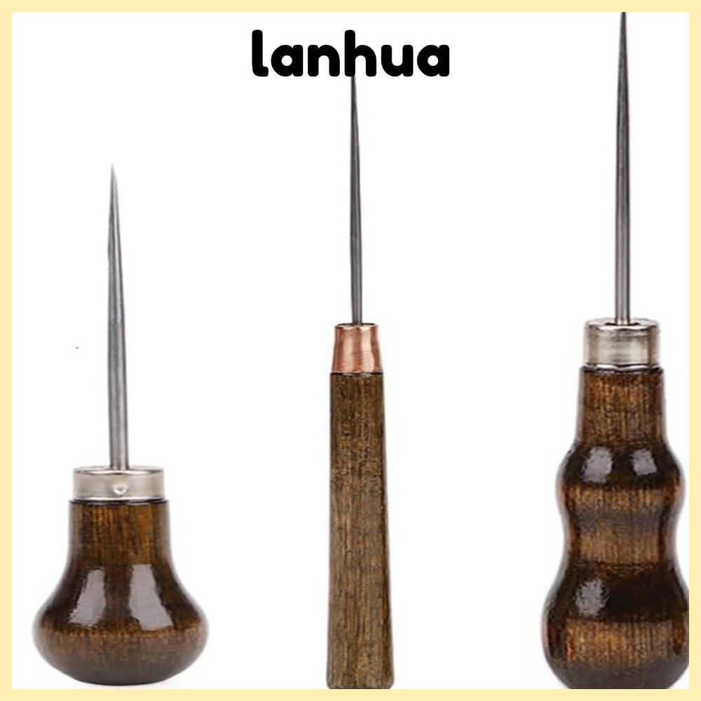 LANHUA Sharp Awl, เข็มสแตนเลสรูปมะระเข็มสแตนเลส, หนังหัตถกรรมกรวยไม้ Handmade เข็มกรวยหนัง Perforated