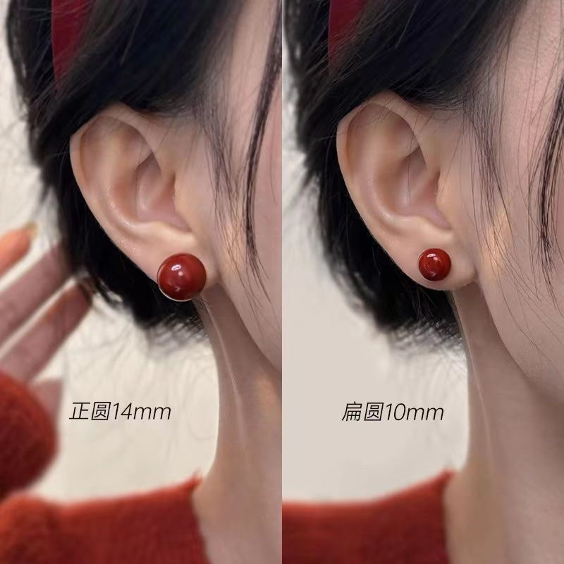 TB Spot Goods#LNIEERS999Silver needle earrings for women, Ankara red bean earrings, spring/summer Ne