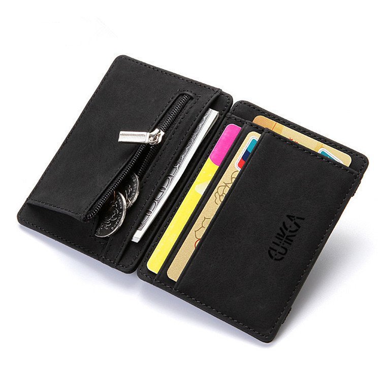 Flip Mens Magic Wallet PU Card Holder Mens Coin Purse Short Zipper Wallet