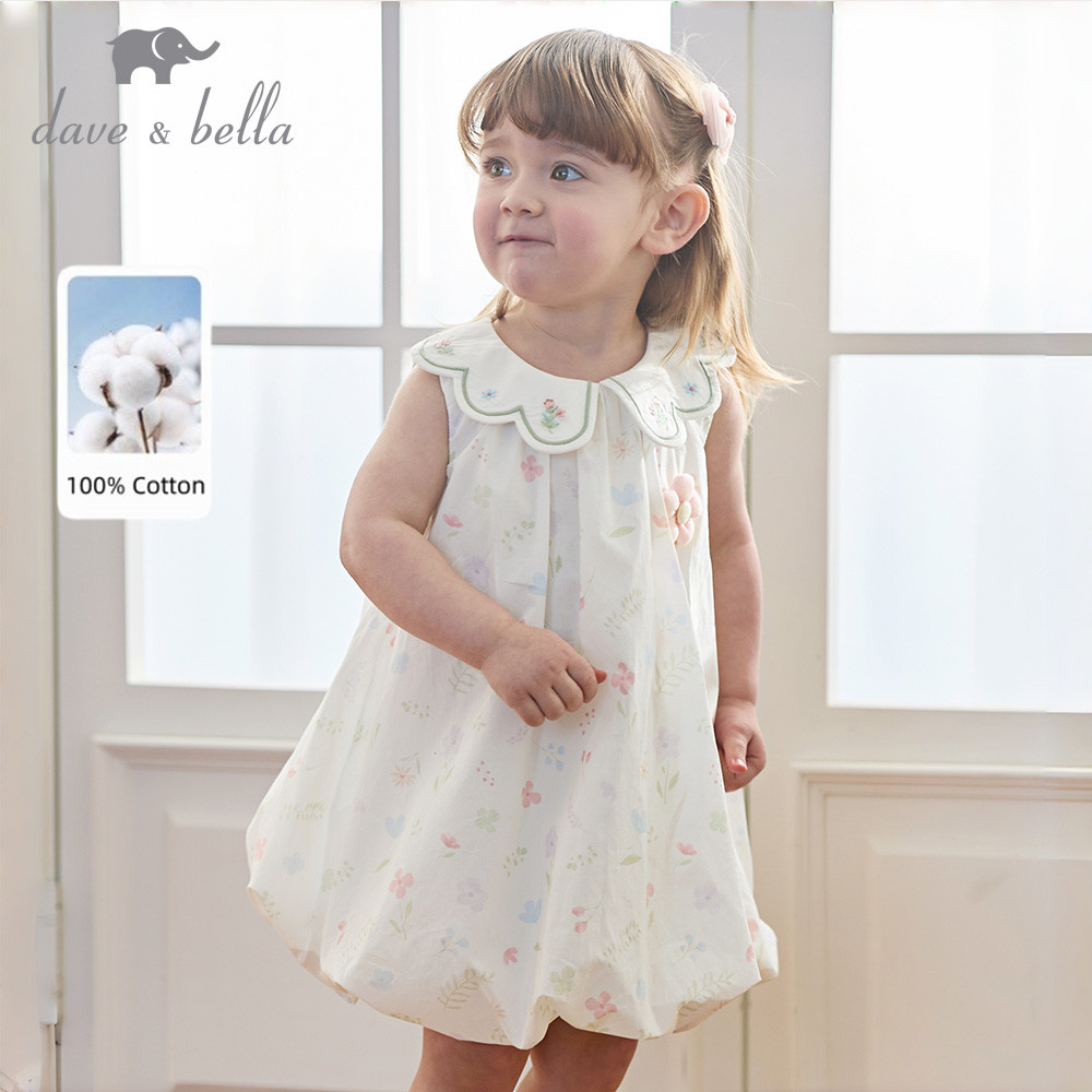 Dave Bella 6M-9Y เดรสแขนกุด เด็กหญิง 100%Cotton ฤดูร้อน เดรสดอกไม้  น่ารักและมีสไตล์ DB2261377 ราคา ถูกที่สุด ดีลบีเคเค แกลเลอรีภาพที่ 2