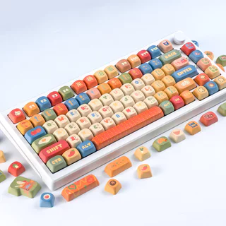 MAIMOOO Instant Noodle Thai Keycap MOA Profile 120 คีย์ PBT Dye Sublimation Aula F75 F99 RK100 รอบการ์ตูน Keycaps น่ารักสีบล็อก Grafi Thai Keycaps