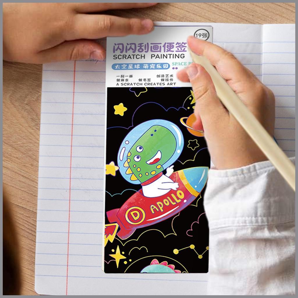 เด็ก Scratch off Art Art Craft Kit Scratch off Art Crafts Notes Scratch off แผ่นกระดาษตลก Creative l